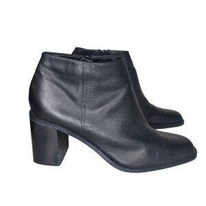 Westies Black Leather Ankle Boots Block Heel Women's Size 8.5 m